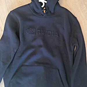NVIDIA Mens Black Pullover Fleece Hoodie Logo Hooded Pockets Size S